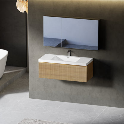 36" Liner - Floating Bathroom Vanity Natural Oak