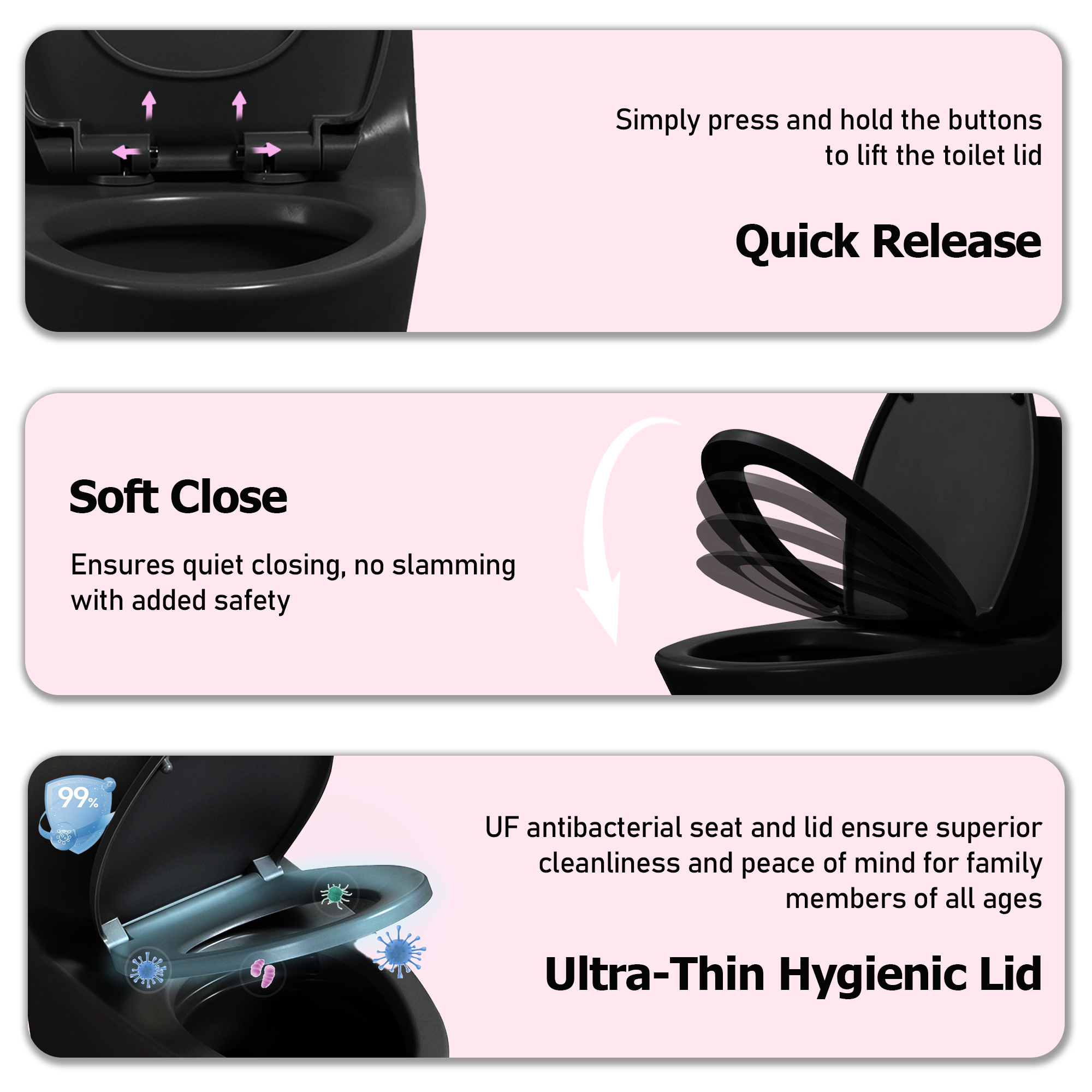 One-Piece Ceramic Toilet, Dual-Flush 1.1/1.6 GPF, Adjustable 0.8/1.28, Elongated Comfort Height, Soft-Close, Matte Black
