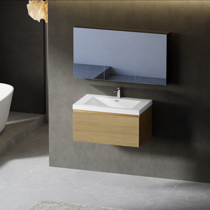 30" Liner - Floating Bathroom Vanity Natural Oak