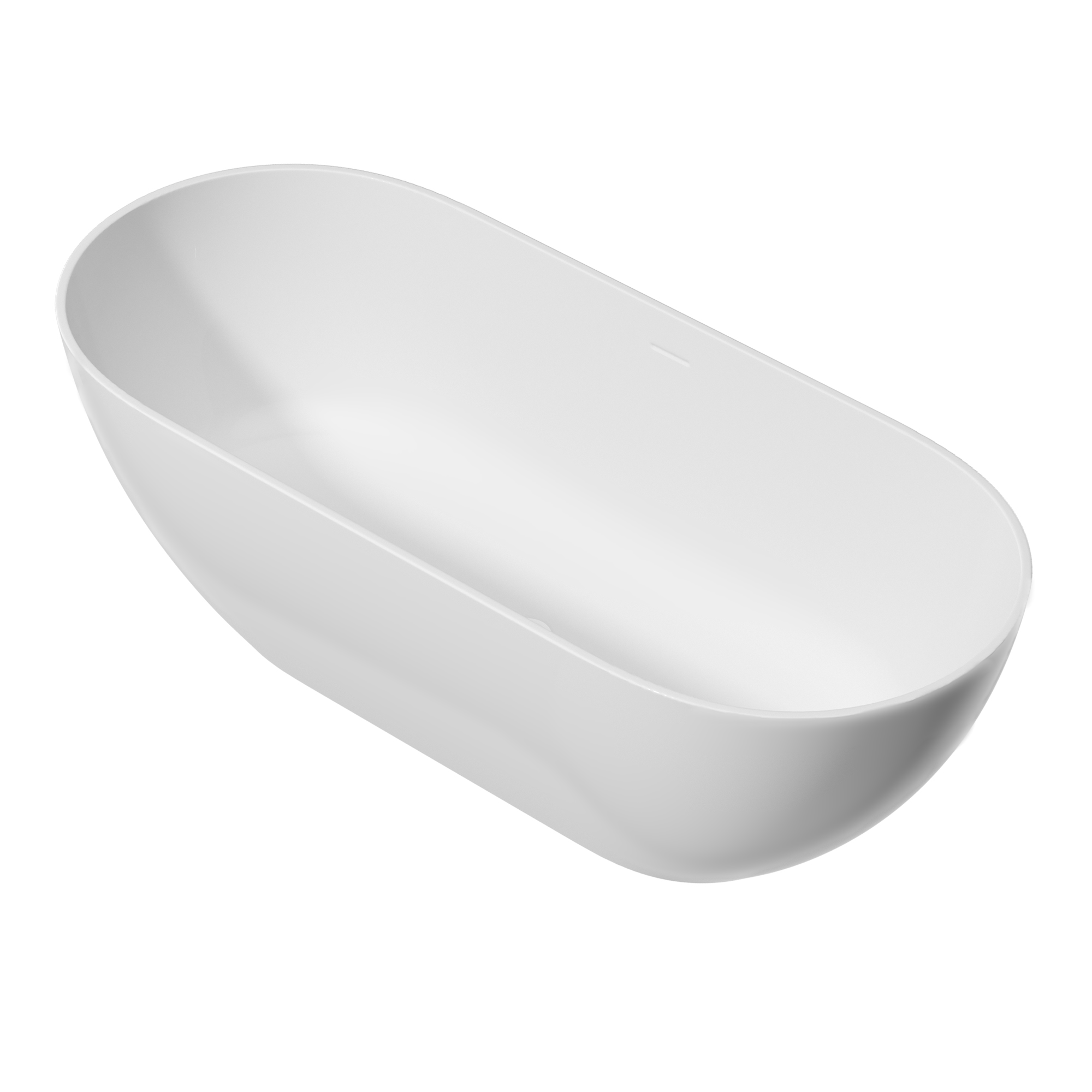 59" Freestanding Solid Surface Bathtub, Luxury Stone Resin Soaking Tub, Overflow & Drain, Matte White