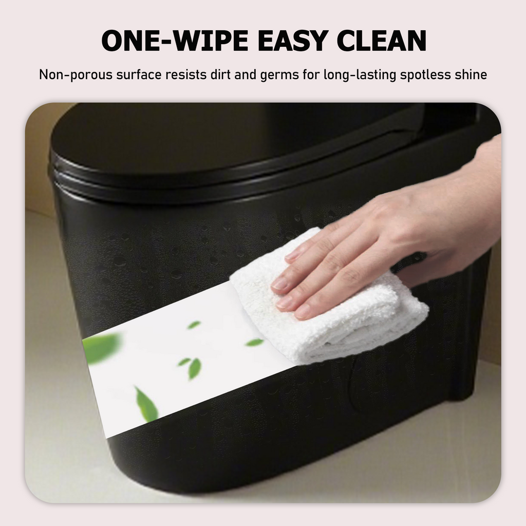 One-Piece Ceramic Toilet, Dual-Flush 1.1/1.6 GPF, Adjustable 0.8/1.28 GPF, Comfort Height Elongated, Soft-Close, Matte Black