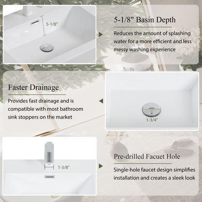 60" Aurelia - Floating Bathroom Vanity, Glossy White V15-60DGW