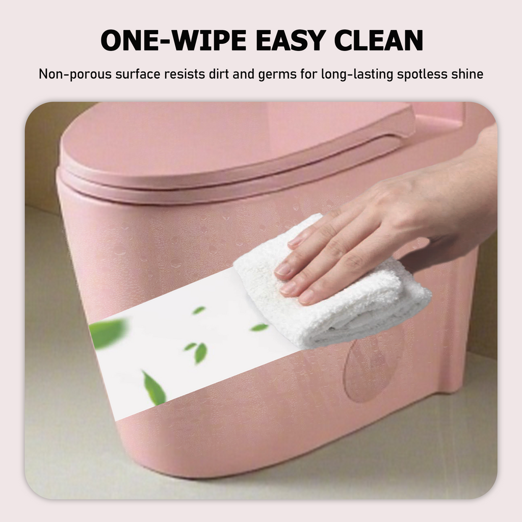 Dual-Flush Ceramic One-Piece Toilet 1.1/1.6 GPF, Water-Saving Elongated Comfort Height Bowl, Soft-Close Seat, Pink