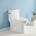 Ceramic One-Piece Toilet, 1.28 GPF Single-Flush, Comfort Height Elongated Bowl, Soft-Close Seat, Glossy White