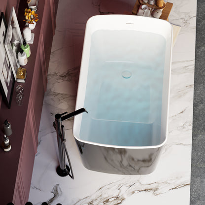 49" Acrylic Freestanding Japanese Soaking Tub, Glossy Black