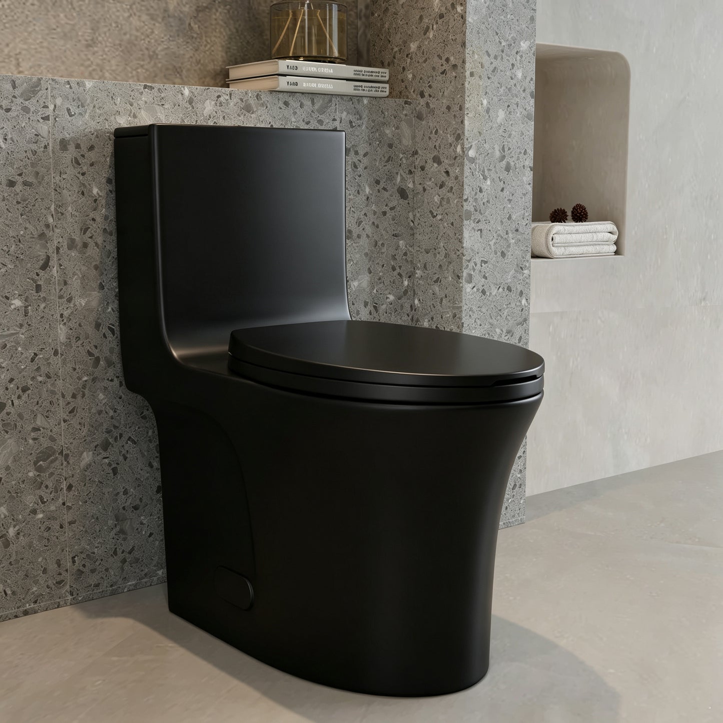One-Piece Toilet T02, Dual Flush 1.1/1.6 GPF Matte Black