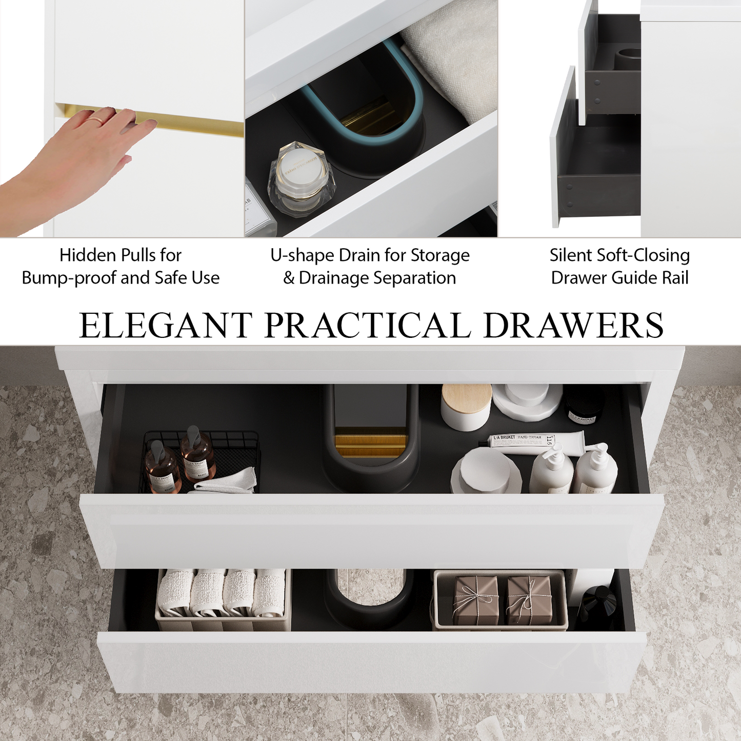 36" Aurelia - Floating Bathroom Vanity Glossy White