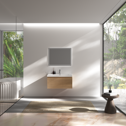 30" Liner - Floating Bathroom Vanity Natural Oak