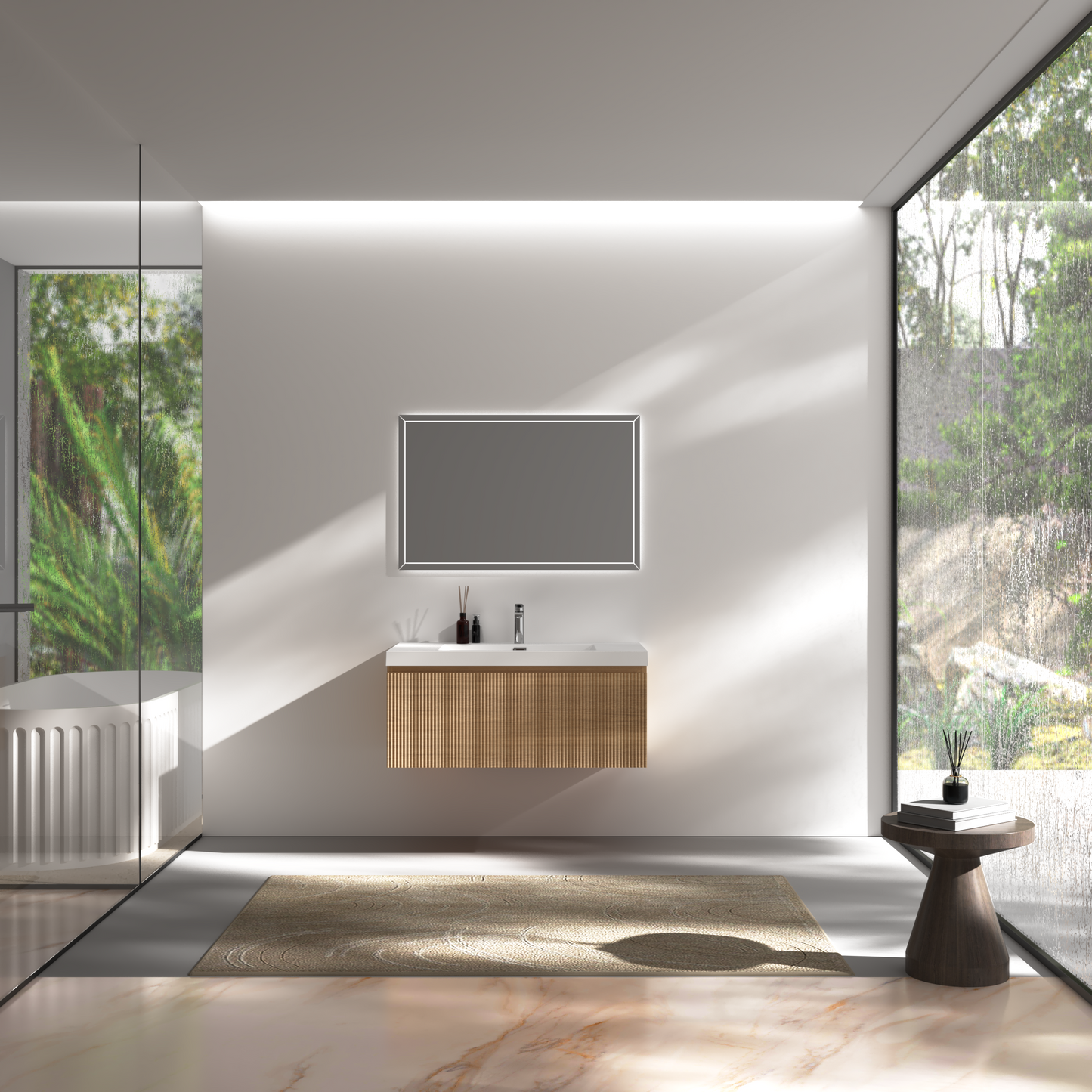 36" Liner - Floating Bathroom Vanity Natural Oak