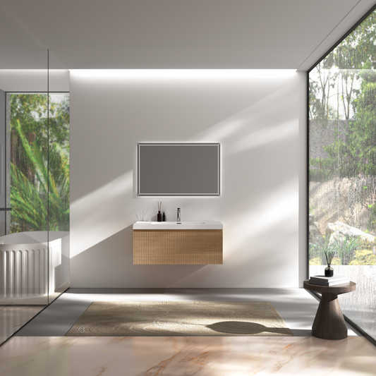 36" Liner - Floating Bathroom Vanity Natural Oak