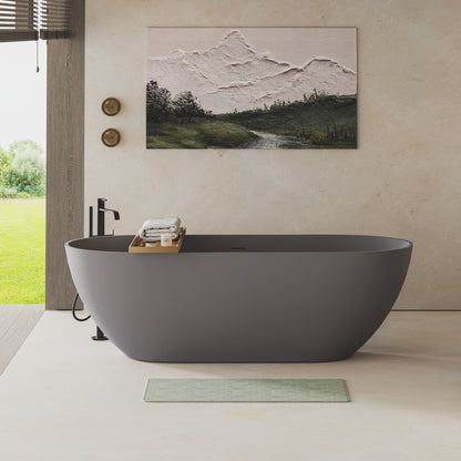 59" Freestanding Stone Resin Deep Soaking Bathtub S03-59
