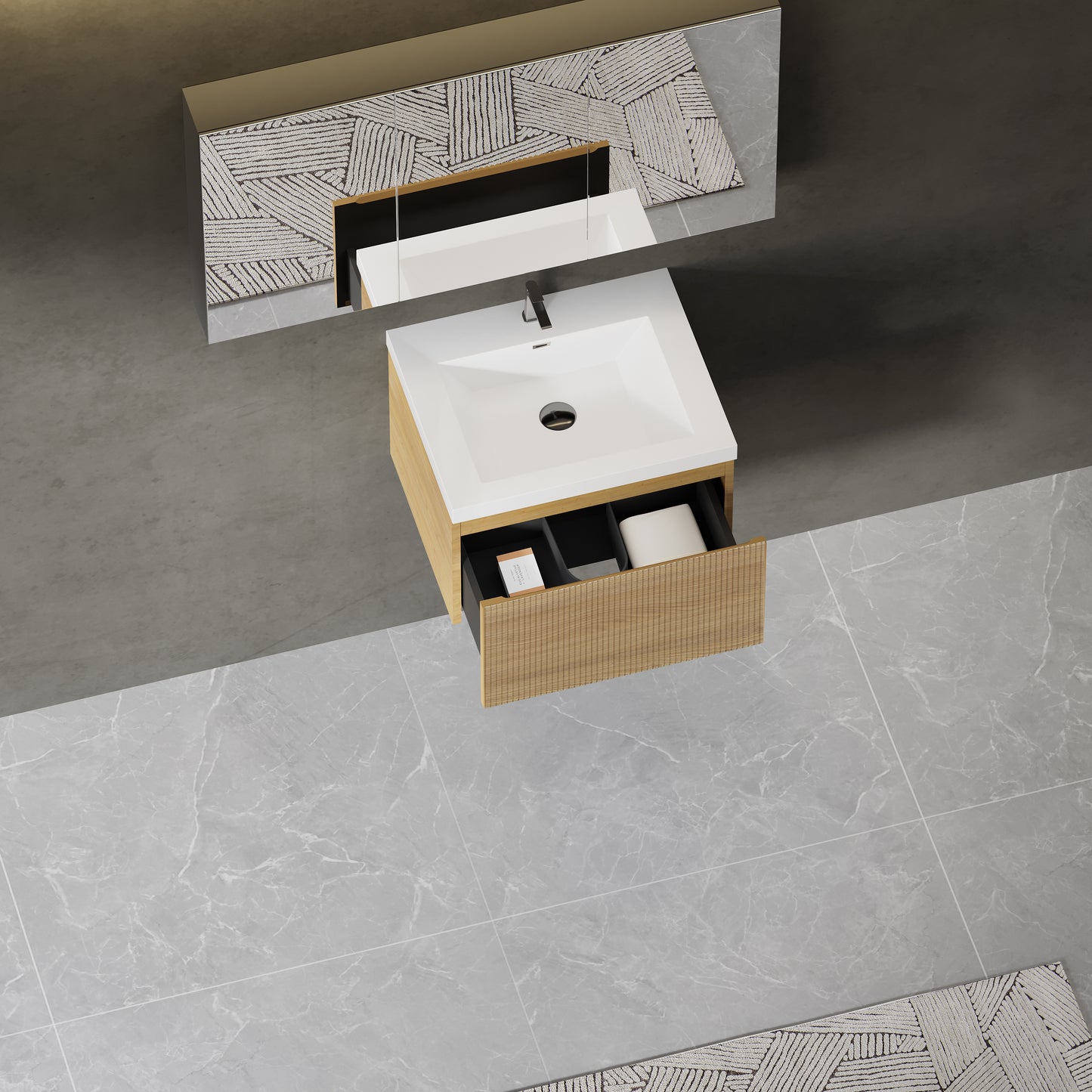 24" Liner - Floating Bathroom Vanity Natural Oak