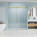 56–60" W x 76" H Frameless Soft-Closing Sliding Shower Door, 1/4" Tempered Glass, Gold