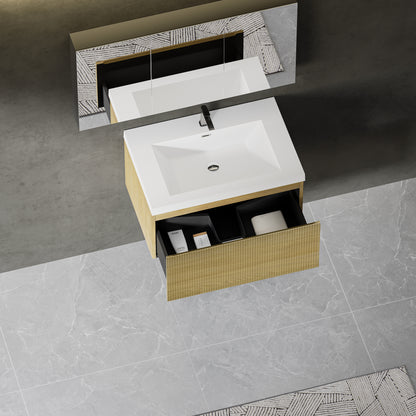 30" Liner - Floating Bathroom Vanity Natural Oak