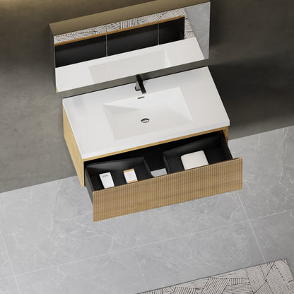 36" Liner - Floating Bathroom Vanity Natural Oak