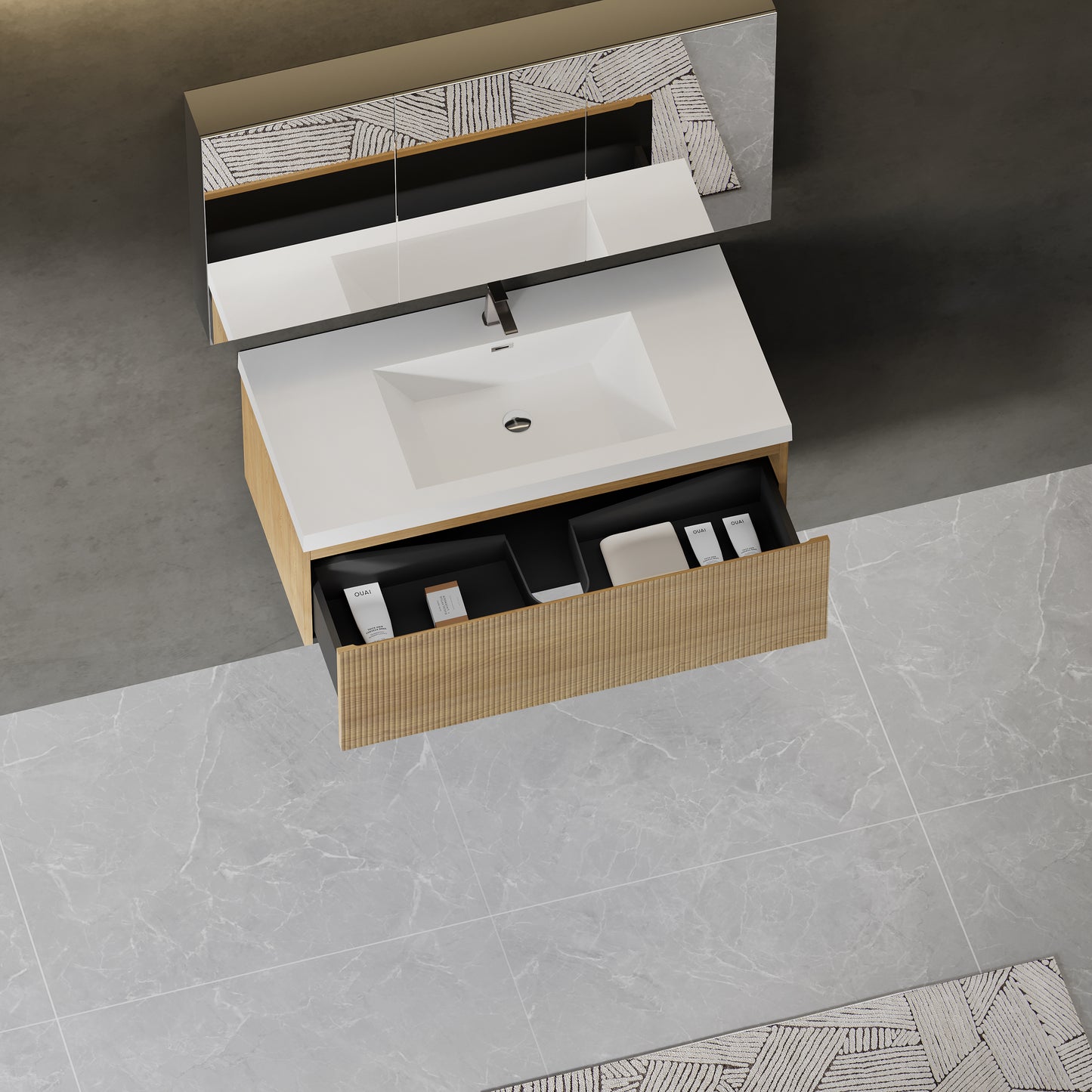 42" Liner - Floating Bathroom Vanity Natural Oak