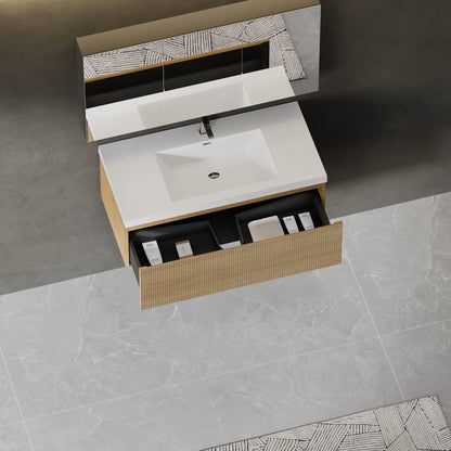 42" Liner - Floating Bathroom Vanity Natural Oak