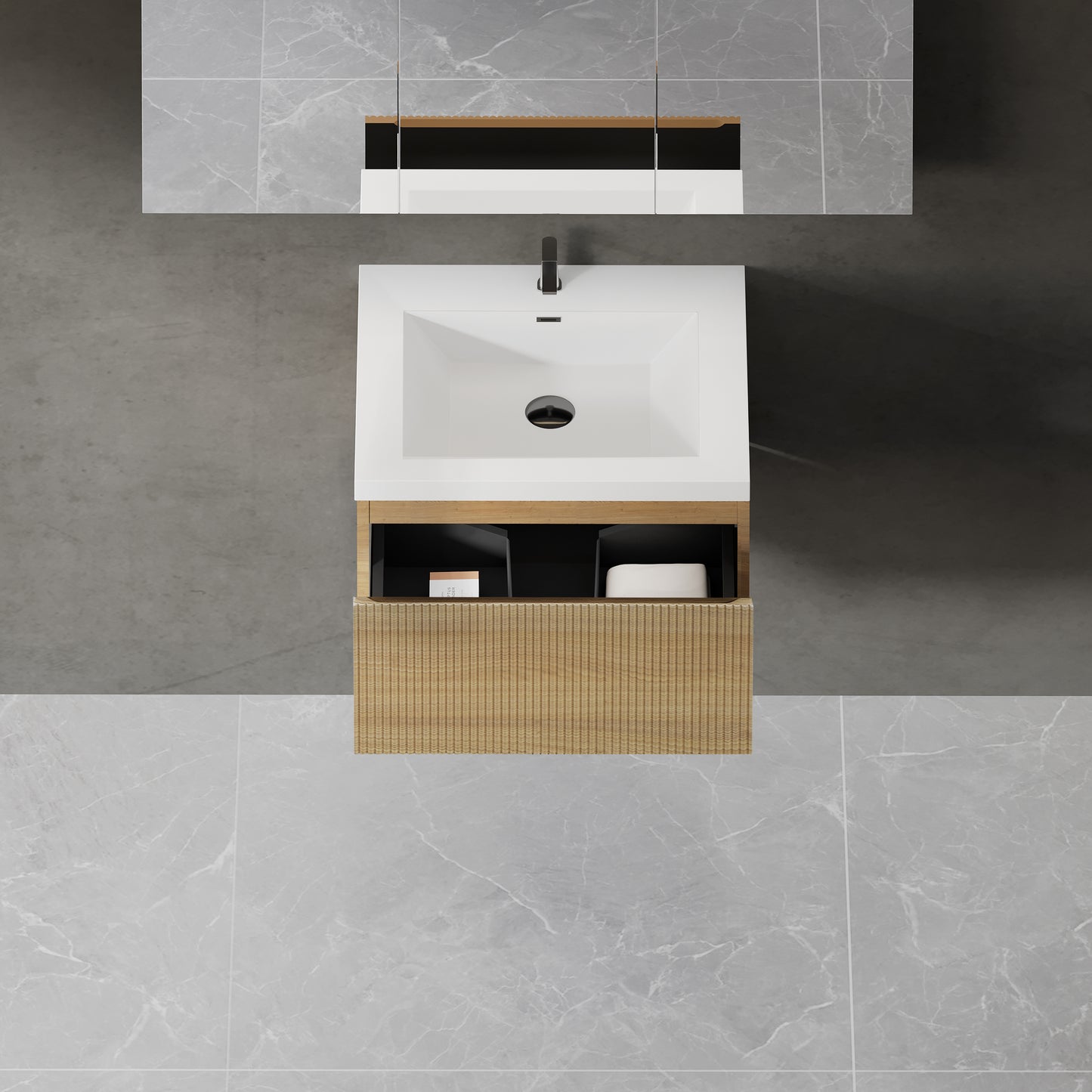 24" Liner - Floating Bathroom Vanity Natural Oak