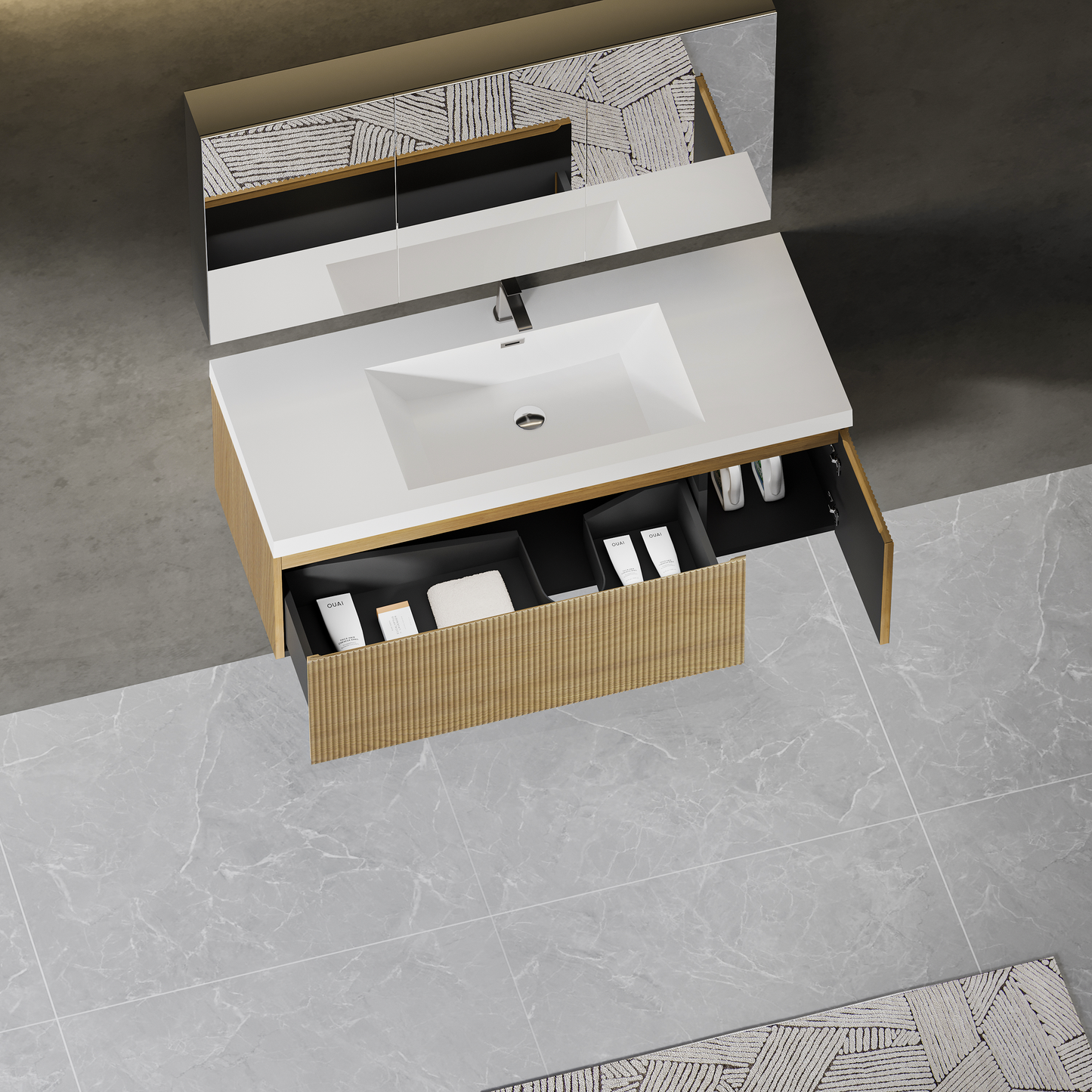 48" Liner - Floating Bathroom Vanity Natural Oak