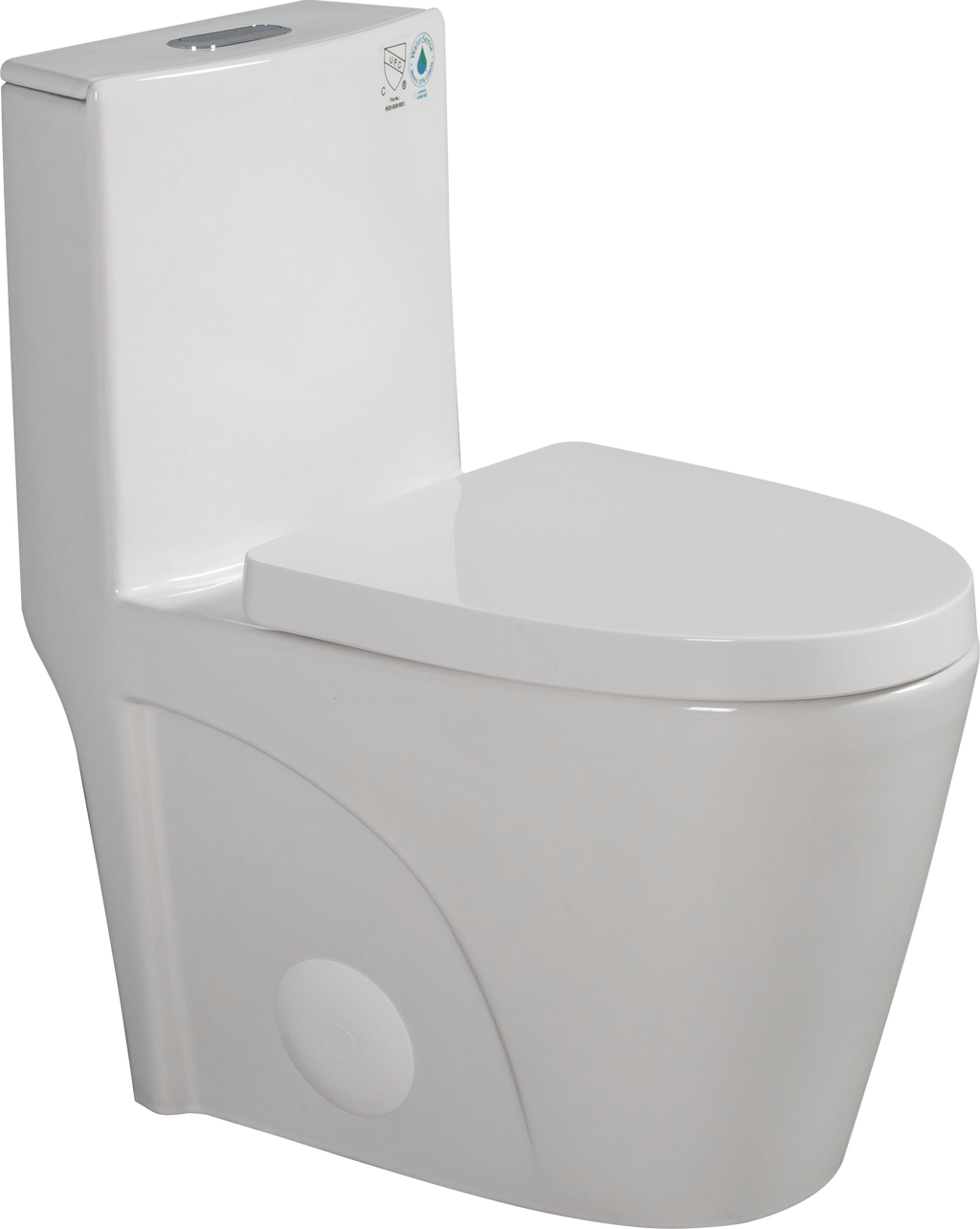 One-Piece Toilet, Dual-Flush 1.1/1.6 GPF, Elongated Comfort Height Bowl, Soft-Close Seat, Glossy White