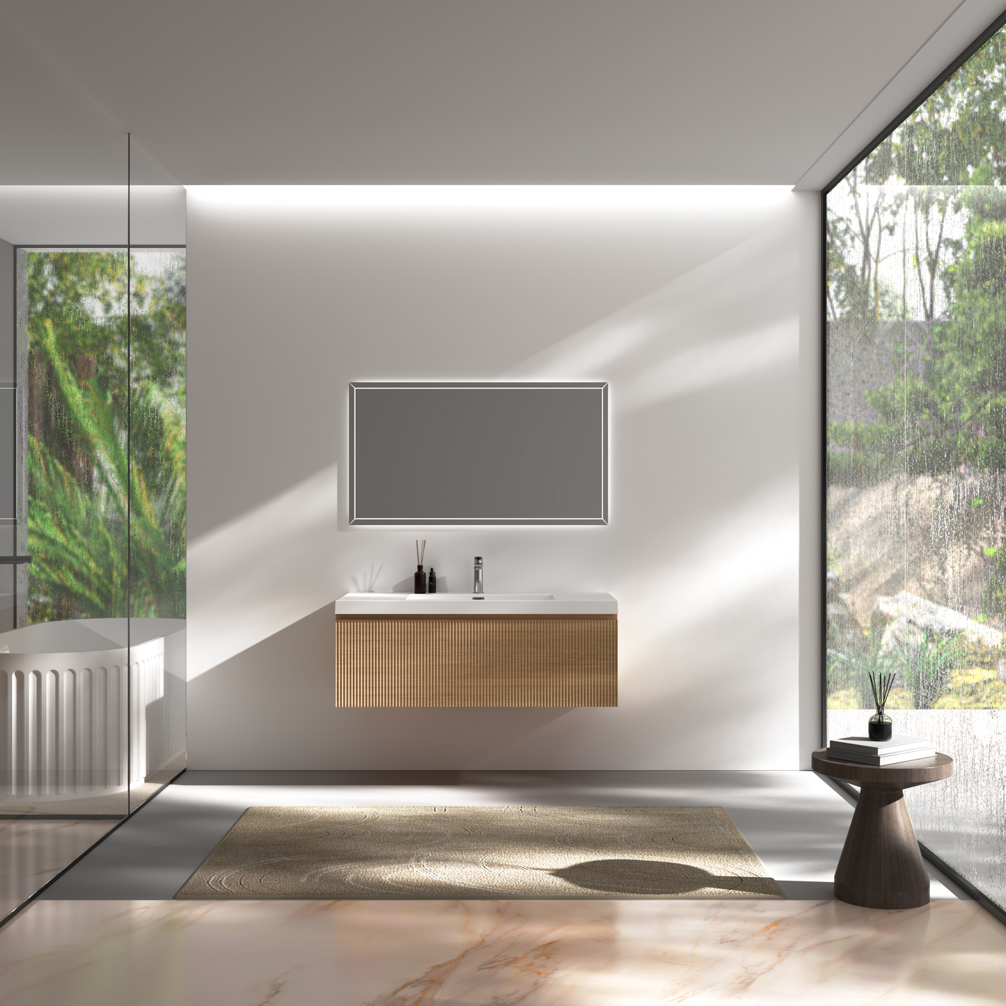 42" Liner - Floating Bathroom Vanity Natural Oak