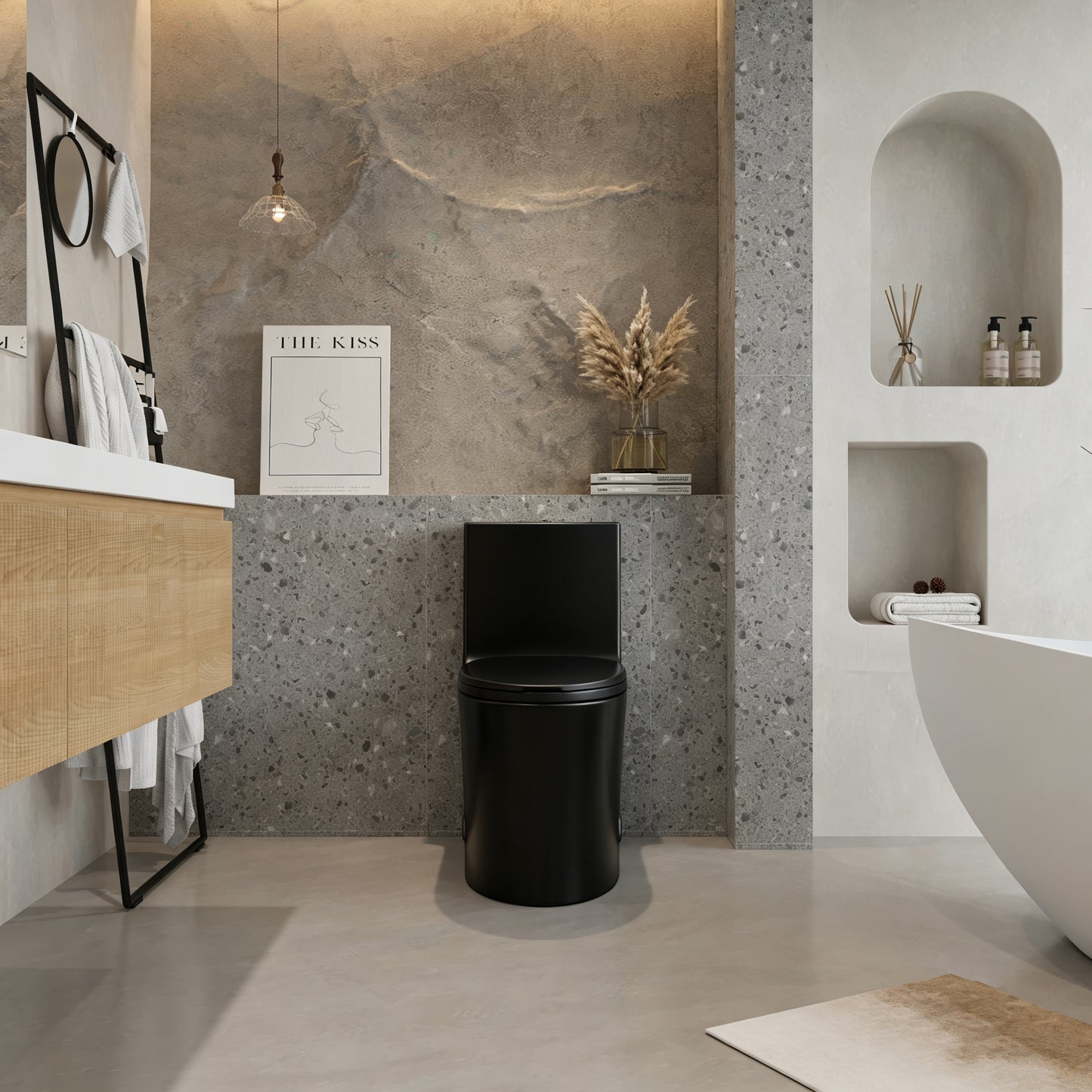 One-Piece Toilet T02, Dual Flush 1.1/1.6 GPF Matte Black