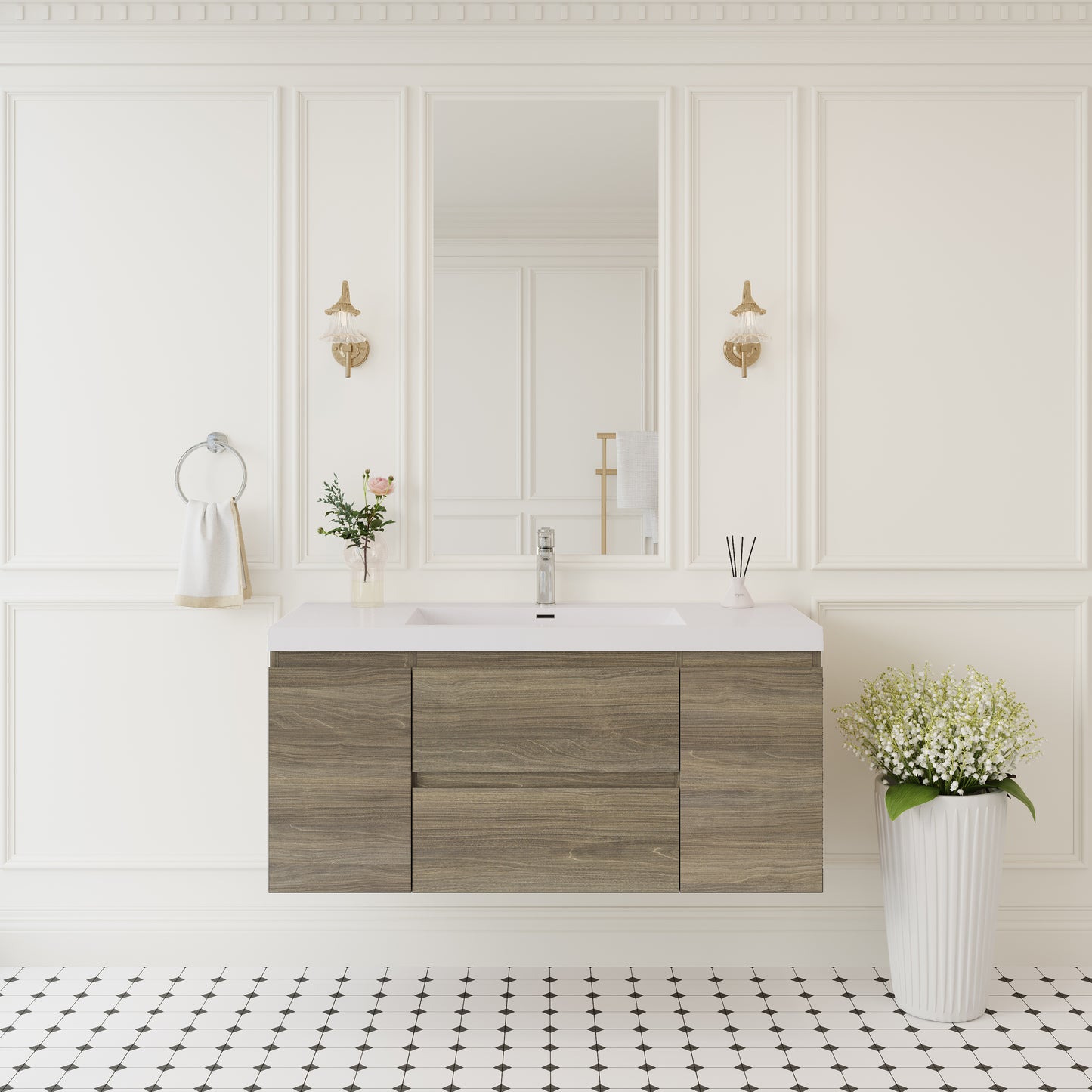 48" Angela - Floating Bathroom Vanity Ash Grey
