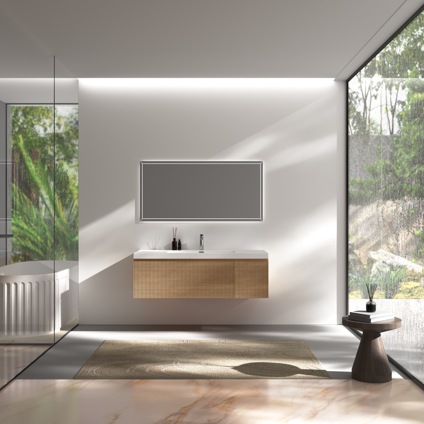 48" Liner - Floating Bathroom Vanity Natural Oak