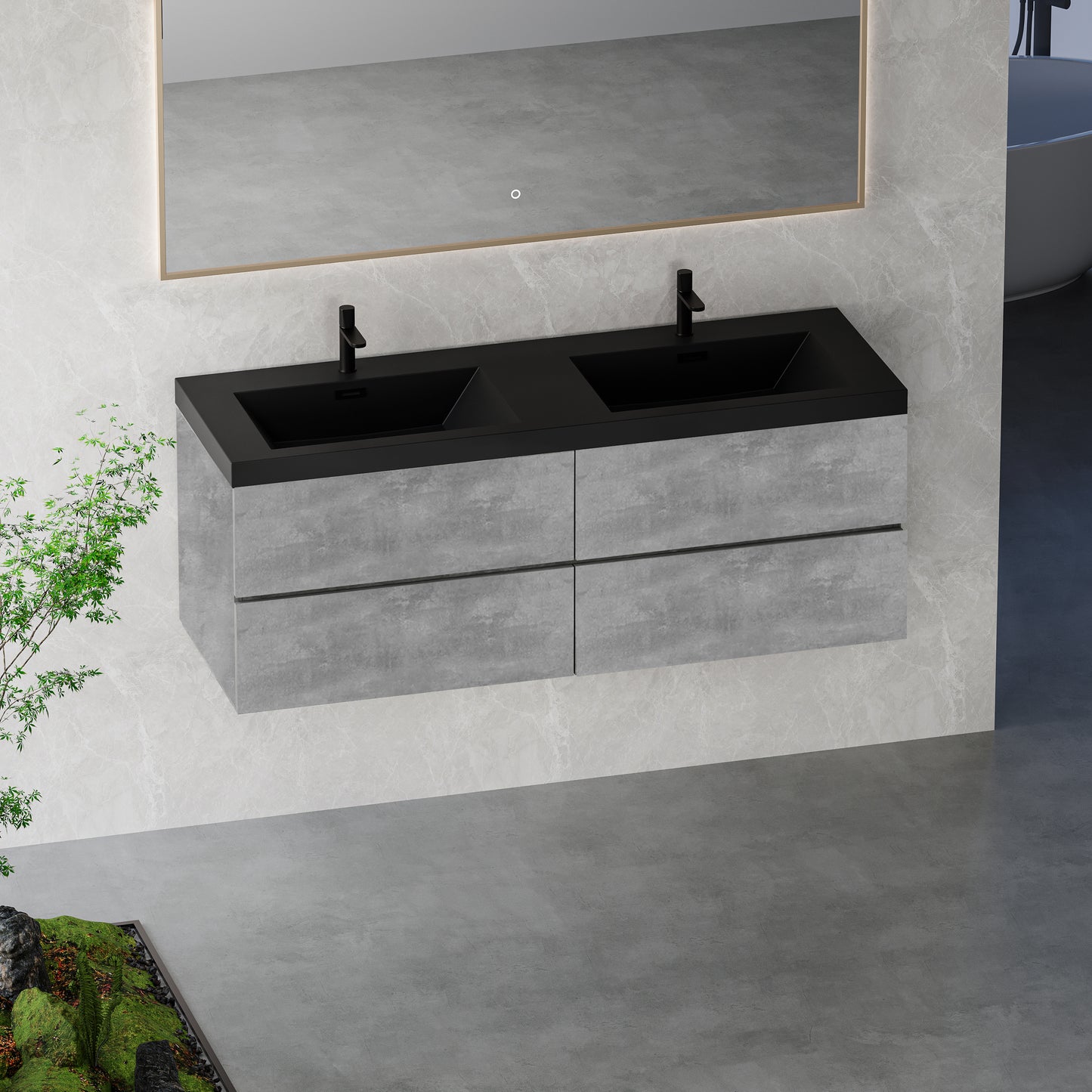 60" Edi - Modern Wall-mounted Bathroom Vanity