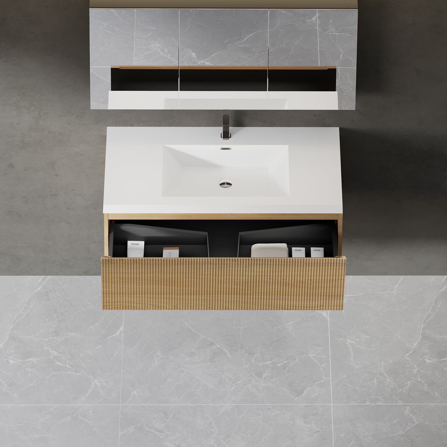 42" Liner - Floating Bathroom Vanity Natural Oak