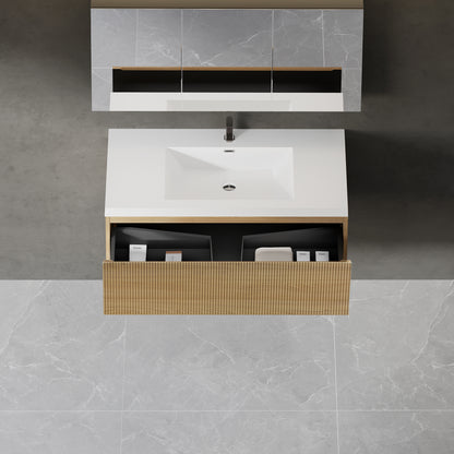 42" Liner - Floating Bathroom Vanity Natural Oak