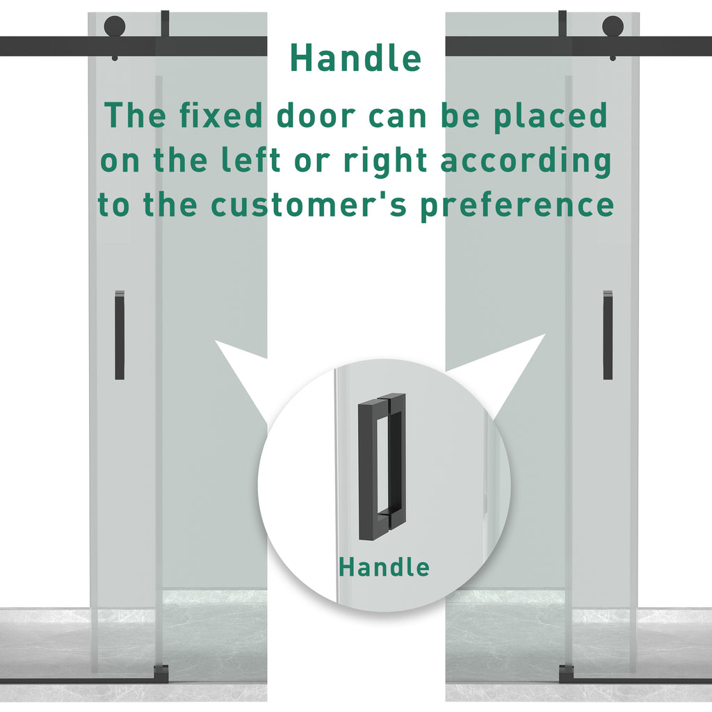 56–60" Frameless Soft-Closing Sliding Shower Door, 1/4" Tempered Glass with Safety Film, Matte Black