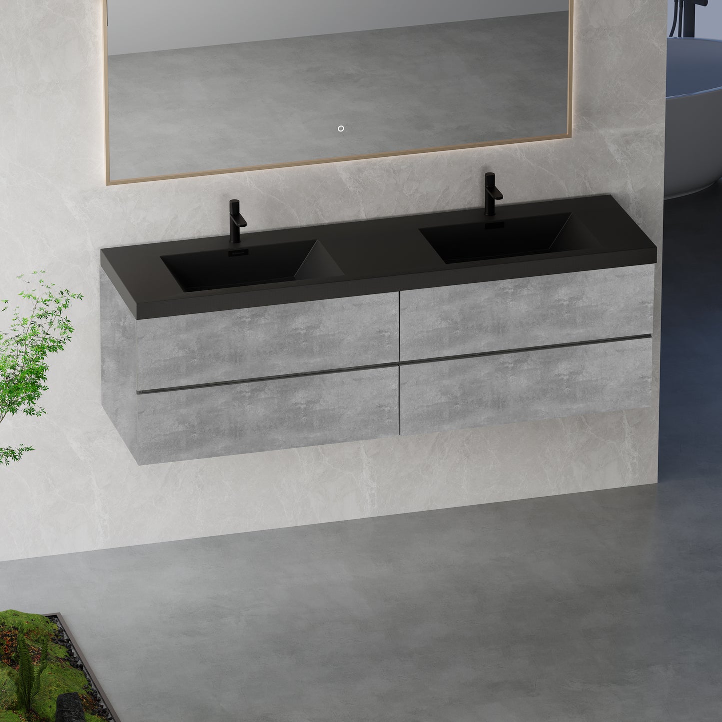 72" Edi - Modern Wall-mounted Bathroom Vanity