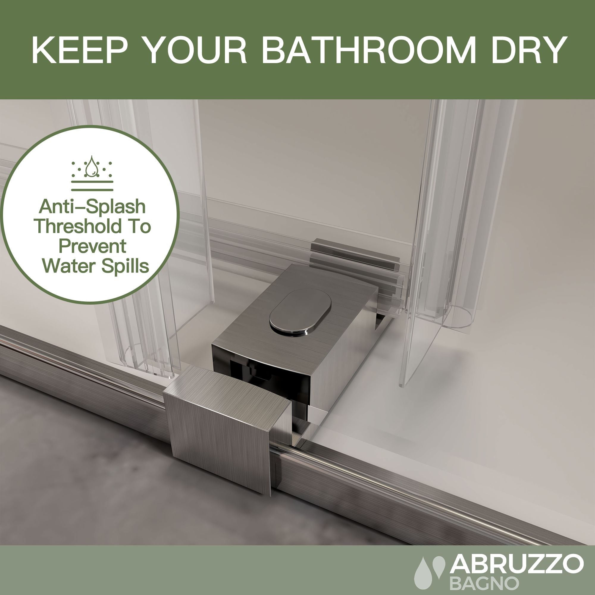 56–60" W x 76" H Frameless Soft-Close Single Sliding Shower Door, 1/4" Tempered Glass, Brushed Nickel