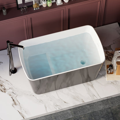 49" Acrylic Freestanding Japanese Soaking Tub, Glossy Black