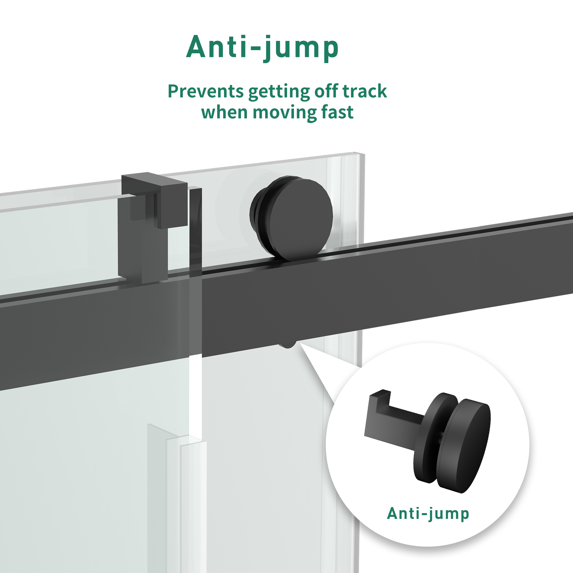 56–60" Frameless Soft-Closing Sliding Shower Door, 1/4" Tempered Glass with Safety Film, Matte Black