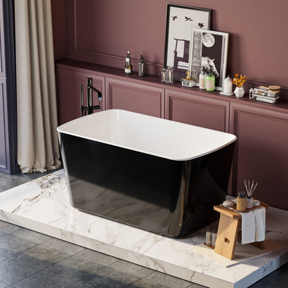 49" Acrylic Freestanding Japanese Soaking Tub, Glossy Black