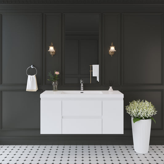 48" Angela - Floating Bathroom Vanity Glossy White