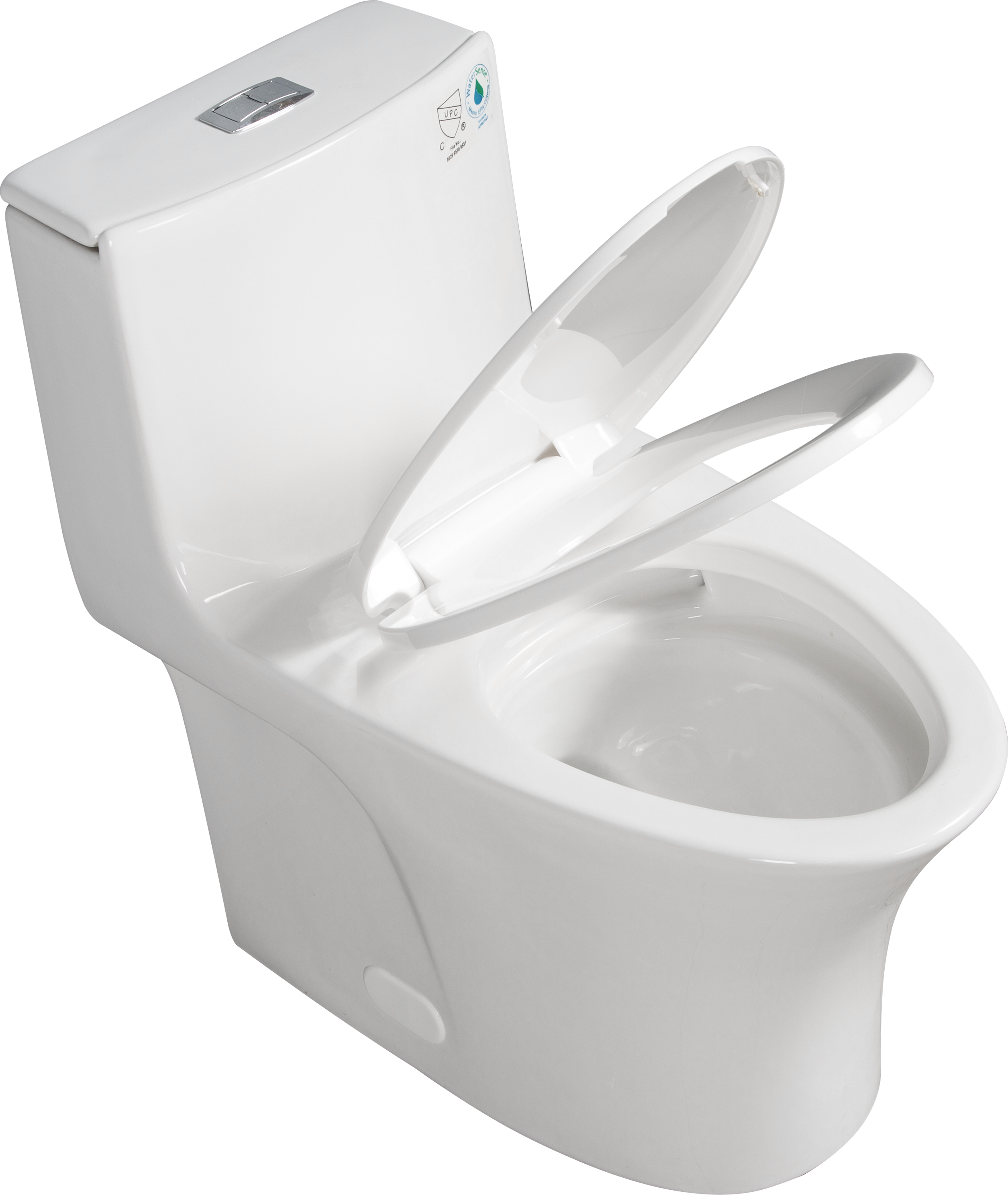 Ceramic One-Piece Toilet, Dual-Flush 1.1/1.6 GPF, Comfort Height Elongated Bowl, Soft-Close Seat, Gloss White