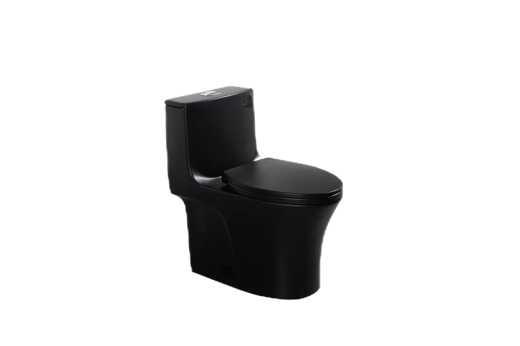 One-Piece Ceramic Toilet, Dual-Flush 1.1/1.6 GPF, Adjustable 0.8/1.28, Elongated Comfort Height, Soft-Close, Matte Black