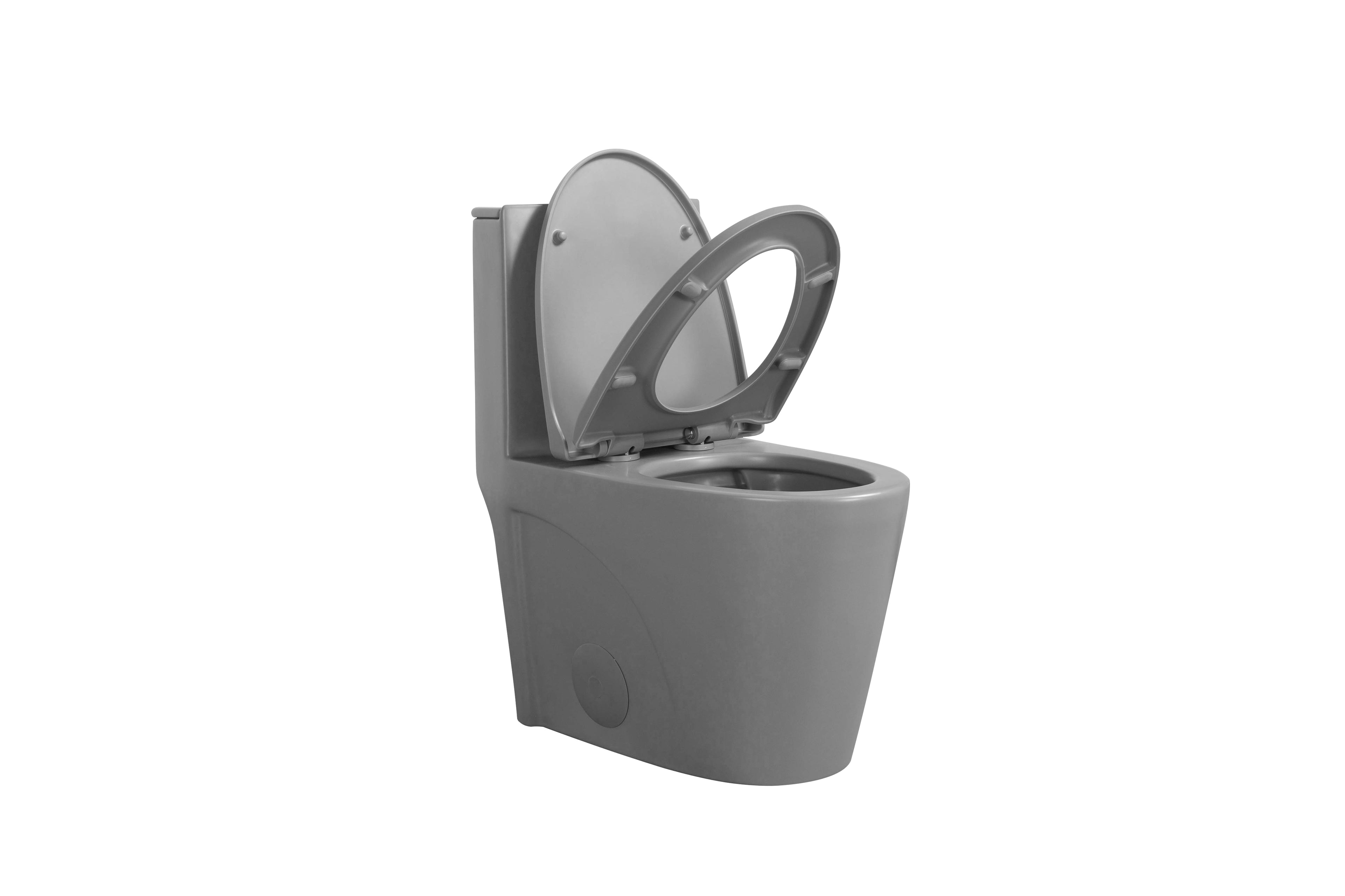 Dual-Flush Ceramic One-Piece Toilet 1.1/1.6 GPF, Elongated Comfort Height Bowl, Soft-Close Seat, Adjustable 0.8/1.28 GPF, Light Grey
