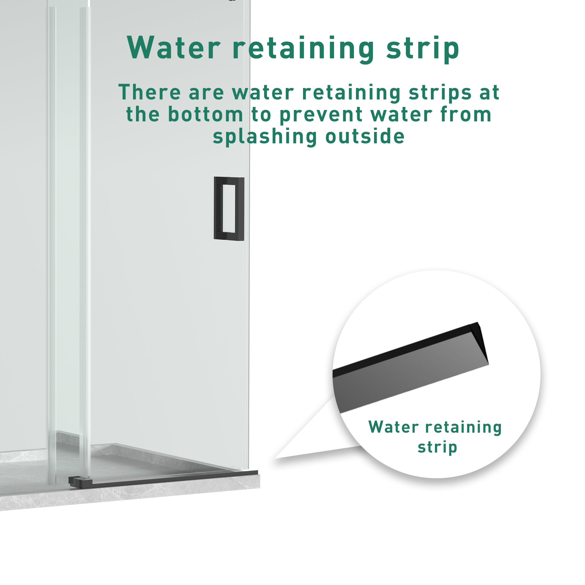 56–60" Frameless Soft-Closing Sliding Shower Door, 1/4" Tempered Glass with Safety Film, Matte Black