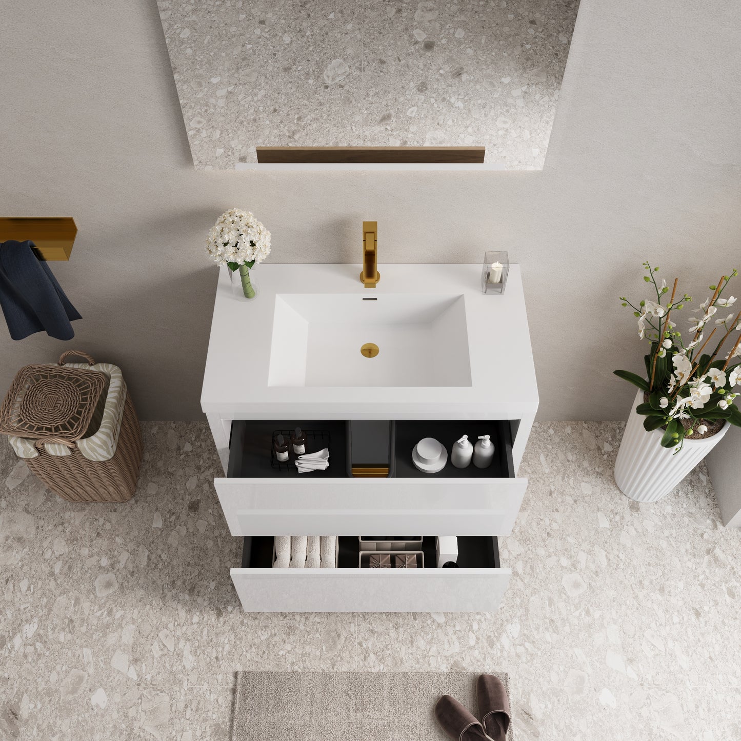 36" Aurelia - Freestanding Bathroom Vanity Glossy White
