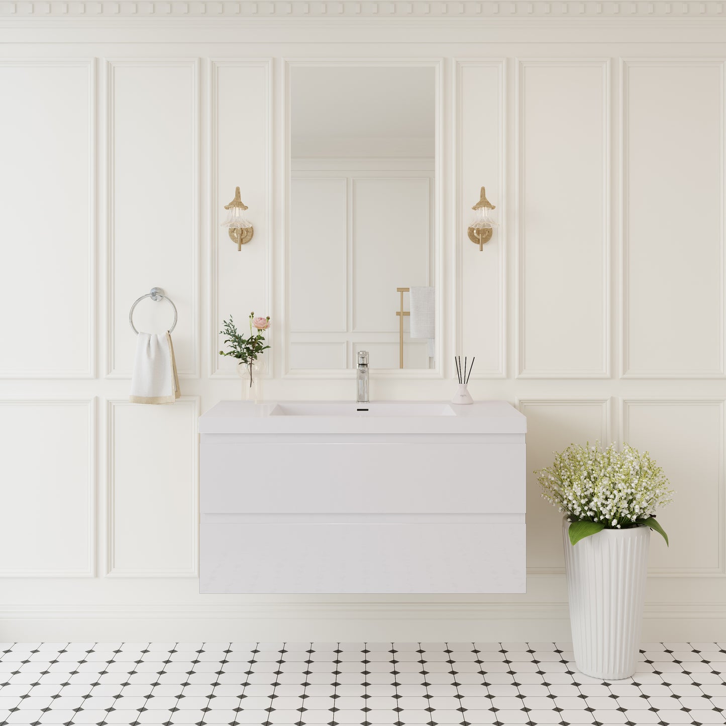 42" Angela - Floating Bathroom Vanity Ash Grey