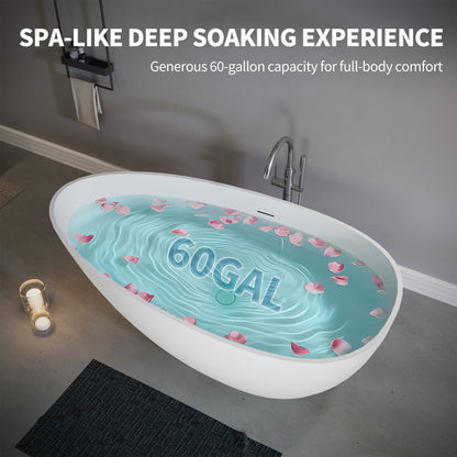 59" Freestanding Solid Surface Soaking Bathtub S02