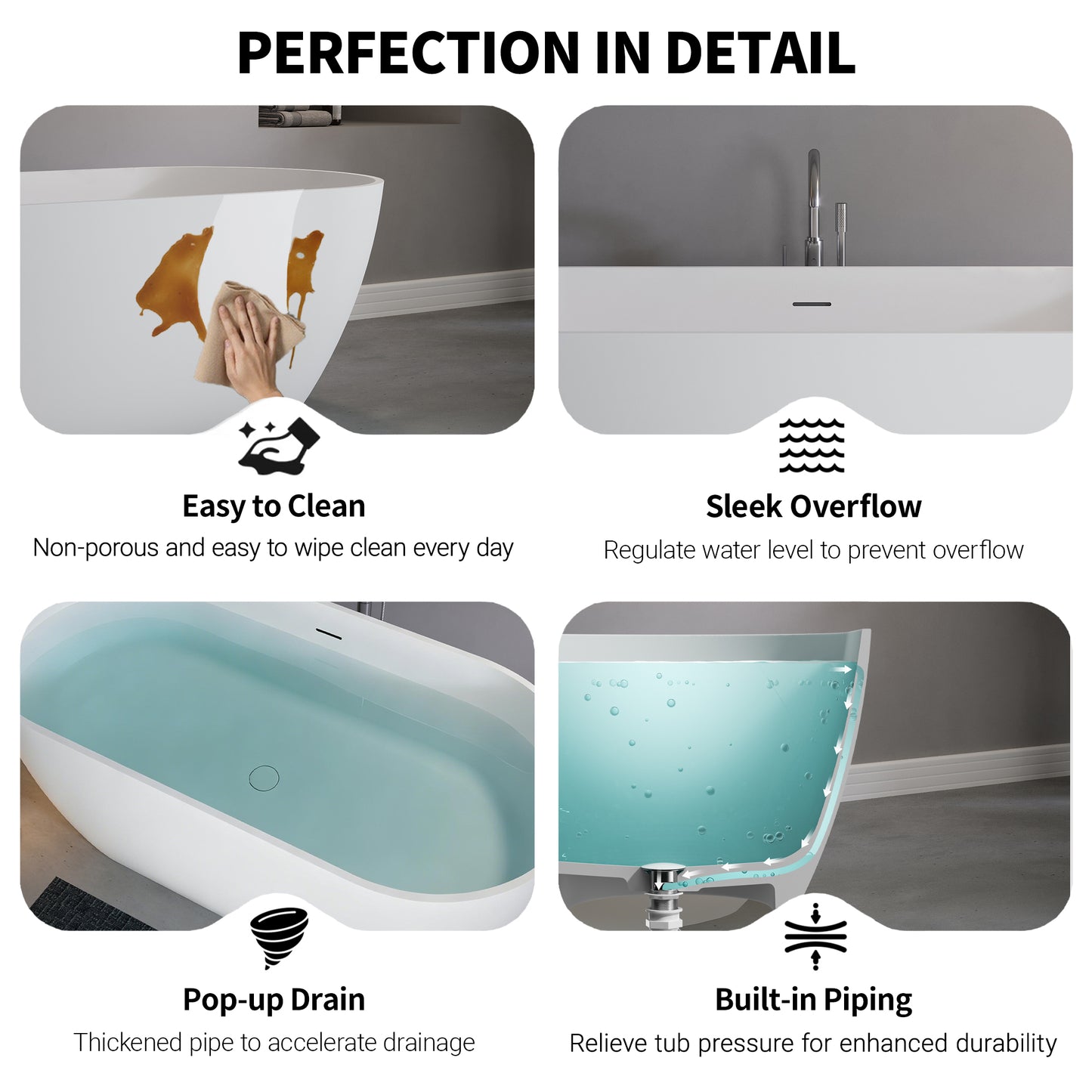 69" Freestanding Stone Resin Deep Soaking Bathtub S03-69