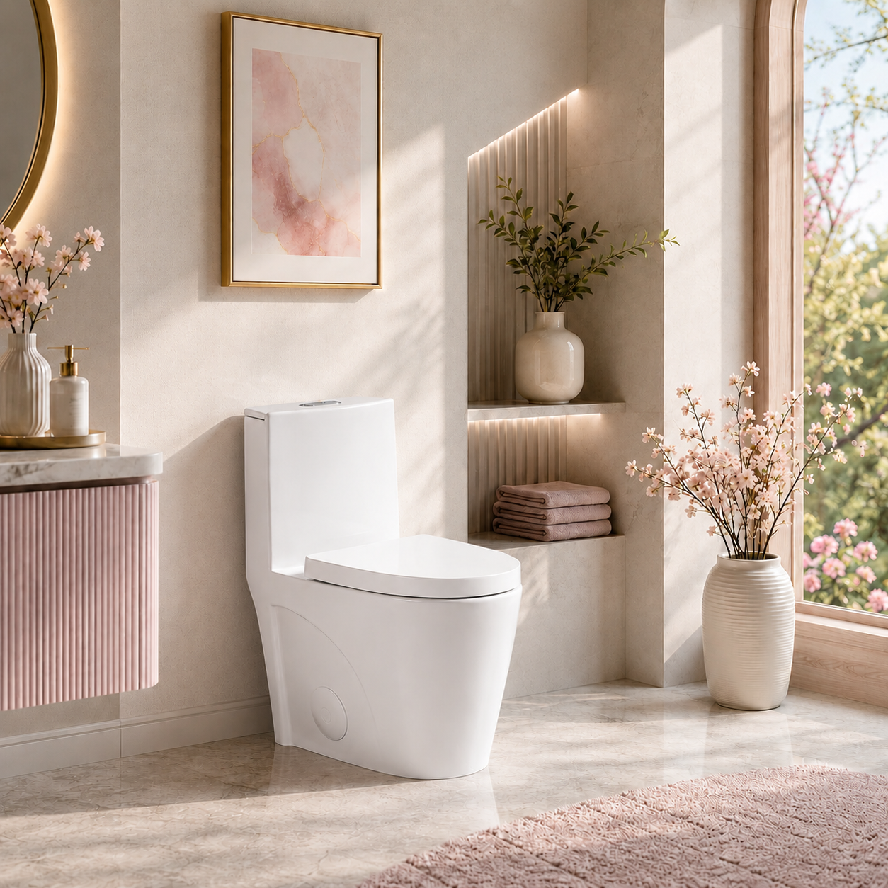 One-Piece Toilet T01, Dual Flush 1.1/1.6 GPF Glossy White