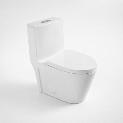 One-Piece Toilet T01, Dual Flush 1.1/1.6 GPF Glossy White