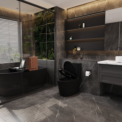 One-Piece Toilet T01, Dual Flush 1.1/1.6 GPF Matte Black