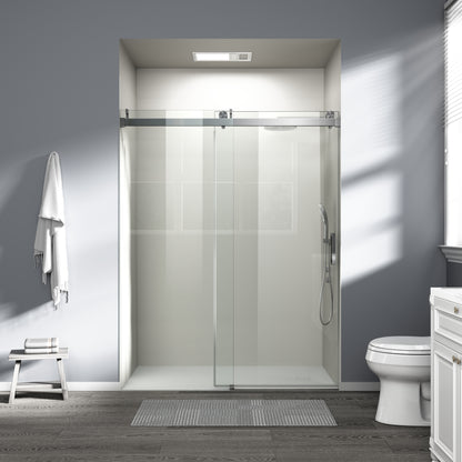 56" – 60" W x 76" H Frameless Soft-Close Single Sliding Shower Door, D01-60